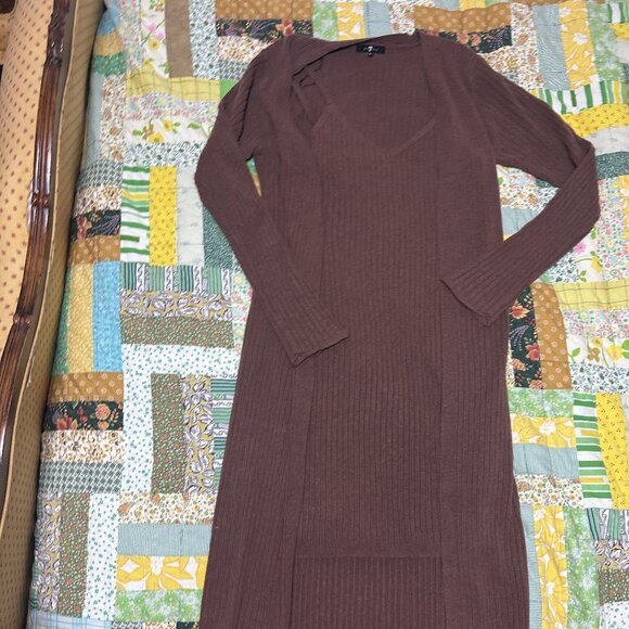 7 for All Mankind Sweater Dress Set in Chocolate Brown - Picture 5 of 12